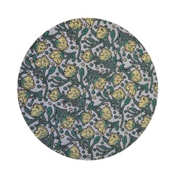 Dolls House Modern Round Rug Yellow & Green Floral Miniature Floor Accessory