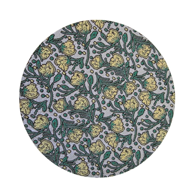 Dolls House Modern Round Rug Yellow & Green Floral Miniature Floor Accessory