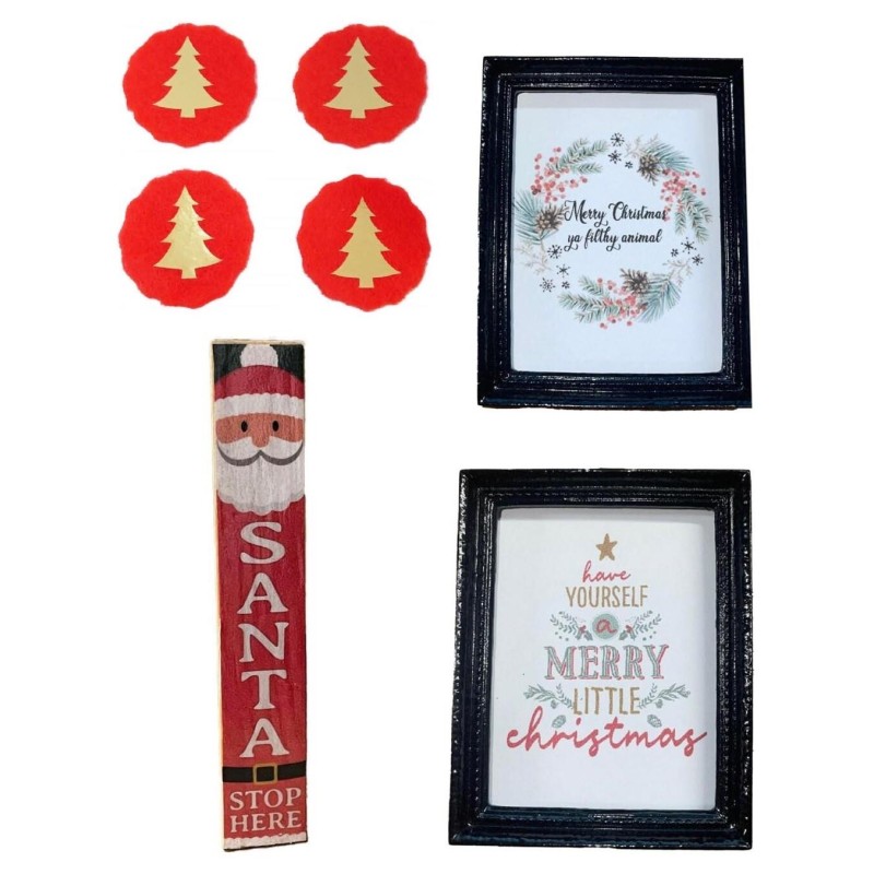 Dolls House Christmas Accessory Set Picture Porch Sign Santa Placemats Bundle Dolls House Christmas Accessory Set Picture Porch Sign Santa Placemats Bundle