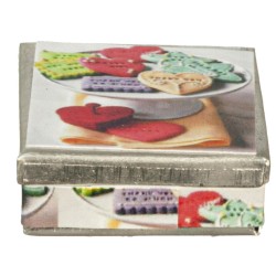 Dolls House Square Biscuit Tin Heart Star Cookie Design Kitchen Store Accessory