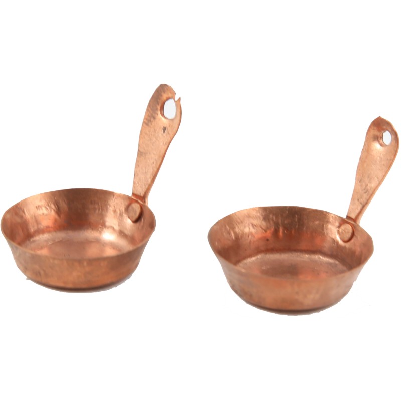 Dolls House Pioneer Copper Frying Pans Cookware Kitchen Camping Wagon Accessory
