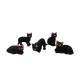 Dolls House 5 Black Cats Sitting Standing Lying 1:12 Pets Halloween Accessory