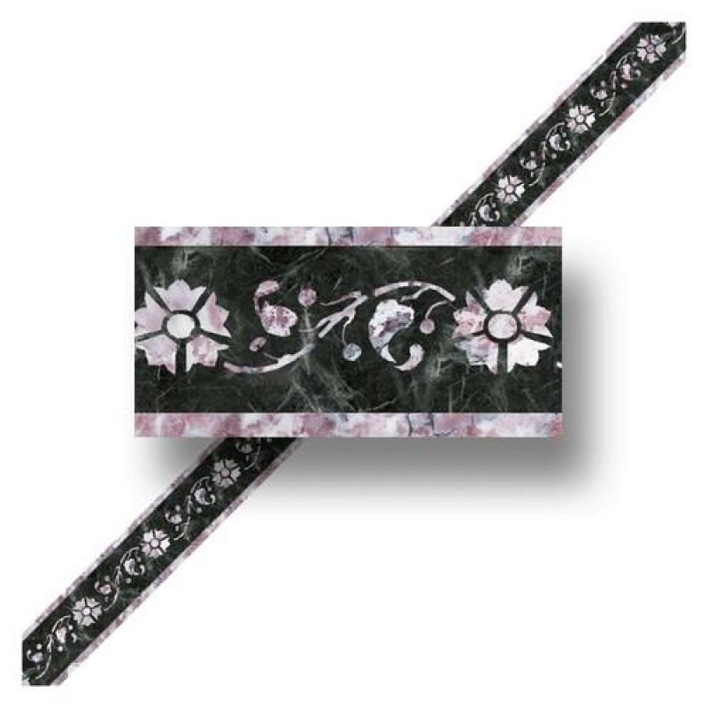 Dolls House Faux Marble Wallpaper Border Miniature 1:24 Scale 1/2in Mauve Black