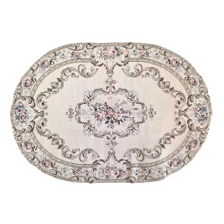 Dolls House Oval Rug Traditional Beige French Floral Design Carpet Large Dolls House Oval Rug Traditional Beige French Floral Design Carpet Large