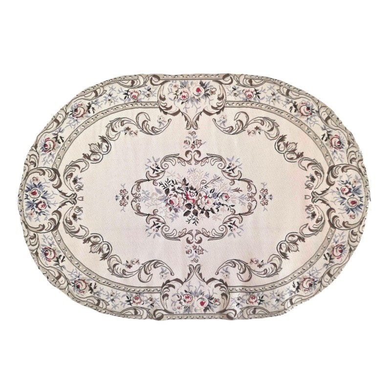 Dolls House Oval Rug Traditional Beige French Floral Design Carpet Large Dolls House Oval Rug Traditional Beige French Floral Design Carpet Large