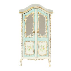Dolls House Victorian Wardrobe Blue White 1:24 Scale 1/2in JBM Nursery Furniture