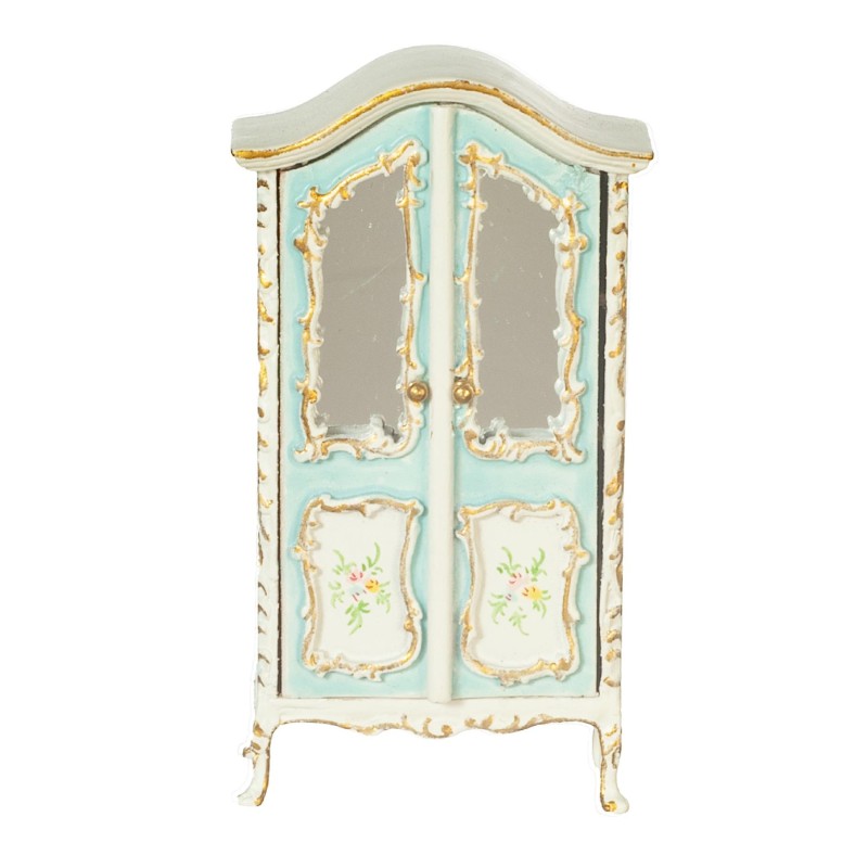 Dolls House Victorian Wardrobe Blue White 1:24 Scale 1/2in JBM Nursery Furniture