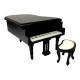 Dolls House Grand Piano & Bench Miniature 1:12 Scale Music Room Furniture Black