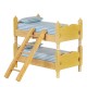 Dolls House Bunk Beds Light Oak Blue Gingham Bunks Miniature Bedroom Furniture