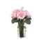 Dolls House Pink Roses in Glass Vase Miniature Flowers 1:12 Scale