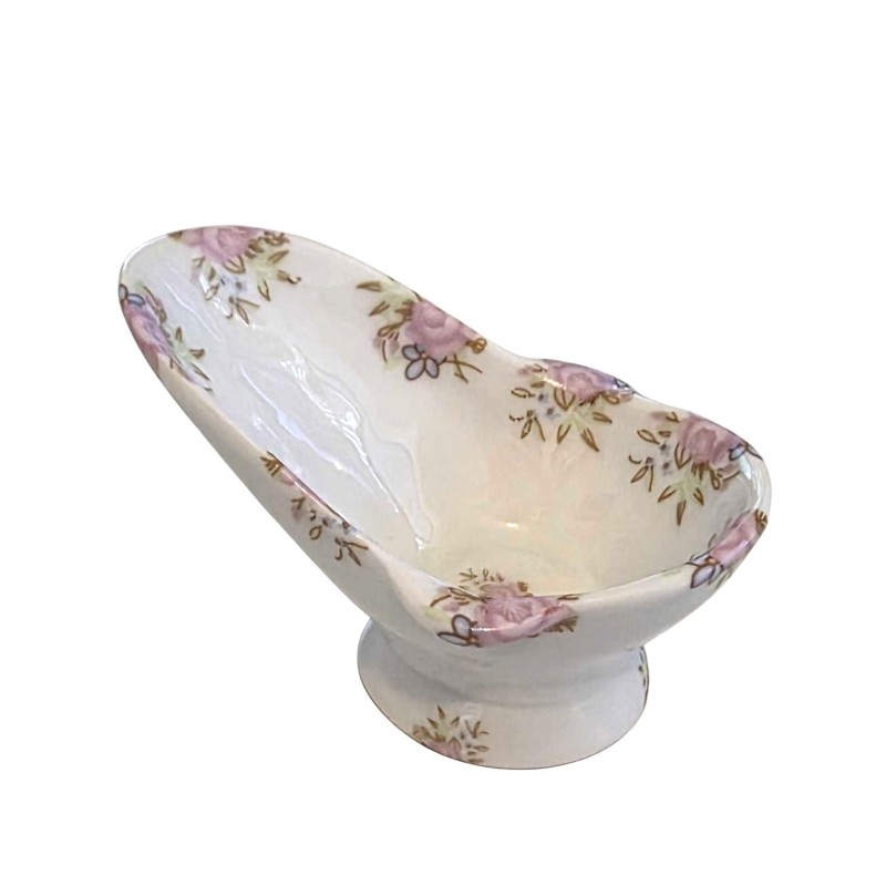 Dolls House Hip Bath Tub Porcelain Pink Floral Design Victorian Furniture 1:12