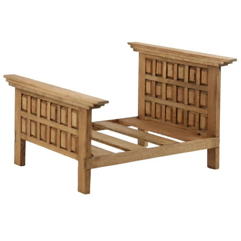 Dolls House Hacienda Style Double Bed 6 Panel Rustic Country Bedroom Furniture