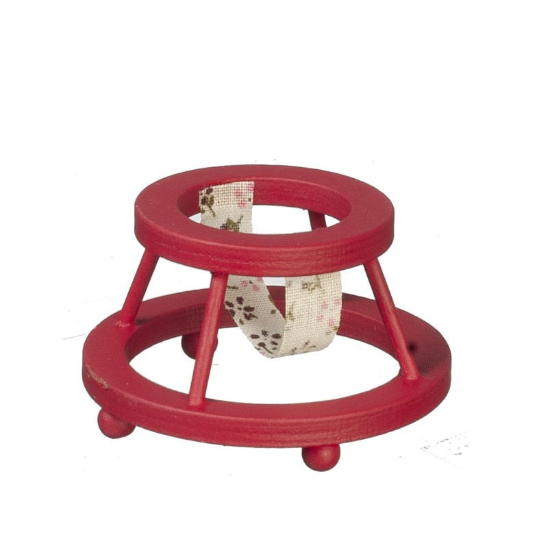 Dolls House Baby Walker Red Wooden Miniature Nursery Accessory 1:12 Scale