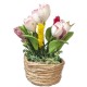 Dolls House Tulips in Rope Basket Miniature Flowers in Pot Home Garden Accessory