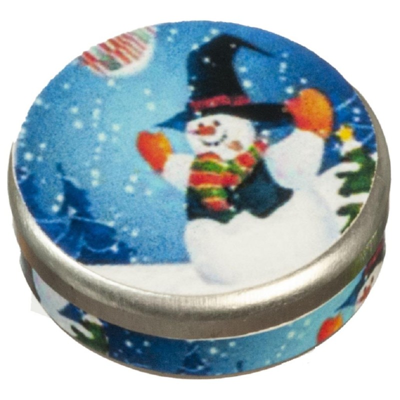 Dolls House Snowman Cookie Biscuit Tin Christmas Gift Kitchen Shop Accessory