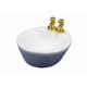 Dolls House White Round Porcelain Sink Basin Gold Taps 1:12 Bathroom Accessory