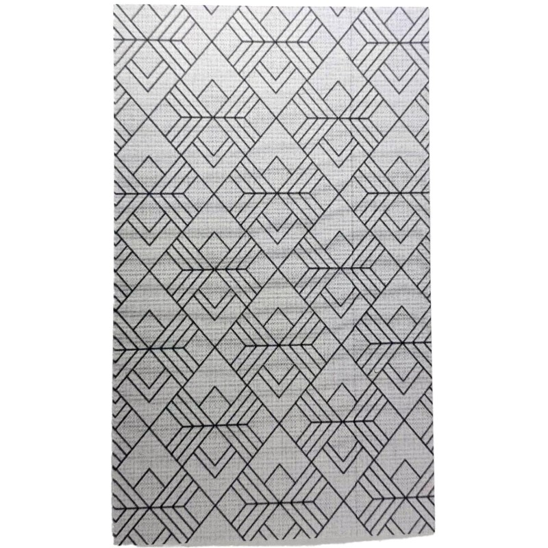 Dolls House Outdoor Rug Grey Black Diamond Modern Garden Flooring Printed Card