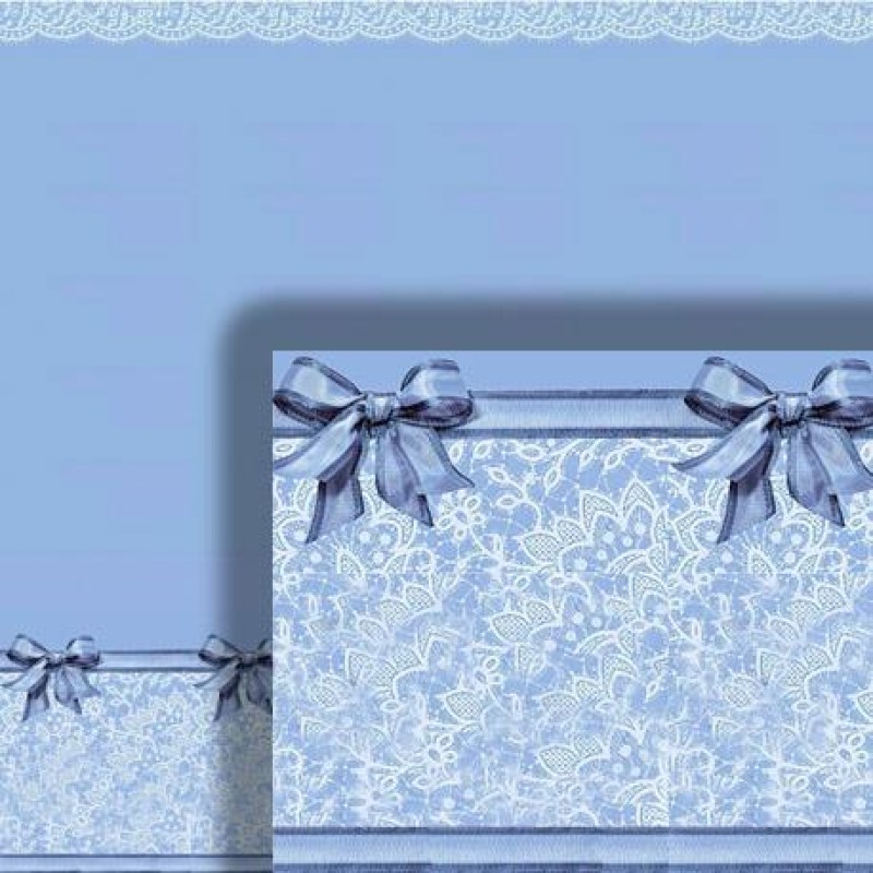 Dolls House Wallpaper Wainscot Blue Lace & Bows 1/2in 1:24 Scale Miniature Print
