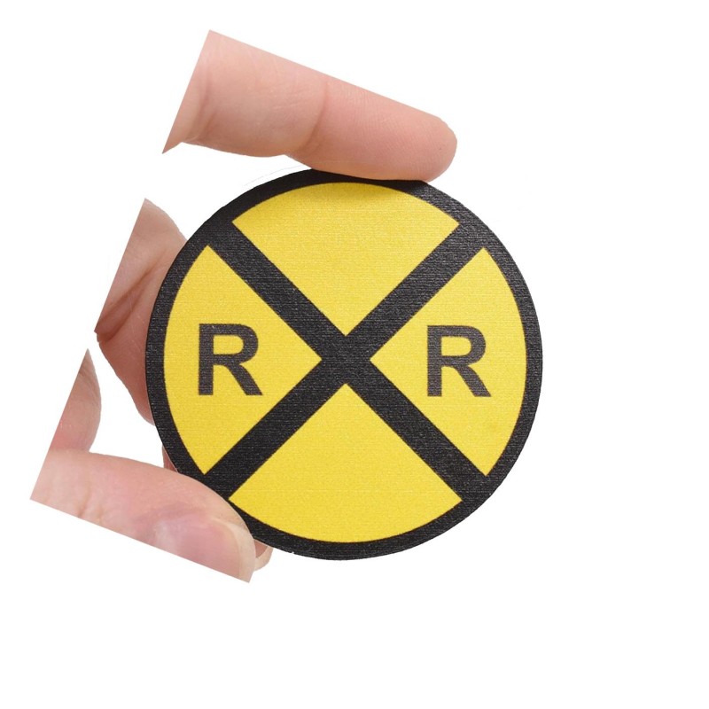 Dolls House Railroad Crossing Sign Yellow Railway Roadworks Warning Accessory