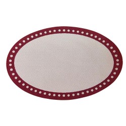 Dolls House Oval Rug Burgundy Grey Modern Design Miniature Accessory Small