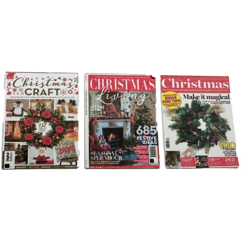 Dolls House Christmas Craft Living Magazine Cover Set 1:12 Study Living Accessory Printed Card