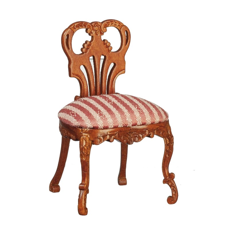 Dolls House Belter Side Chair Regency Pink & Walnut JBM Dining Room Furniture