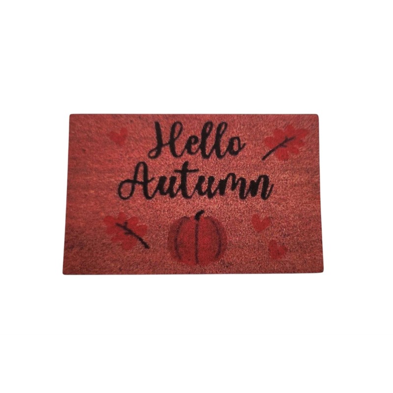 Dolls House Hello Autumn Door Mat Pumpkin Fall Sign Modern 1:12 Printed Card