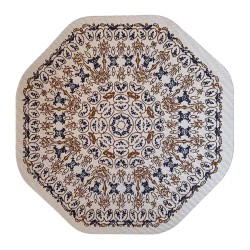 Dolls House Octagon Rug Indian Blue Brown Design Miniature Floor Accessory Med
