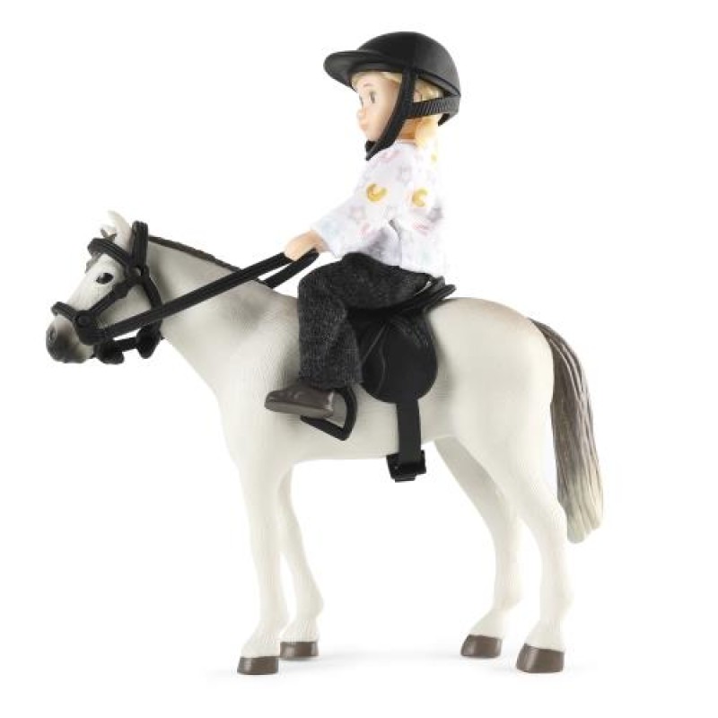 Lundby Dolls House Girl in Riding Helmet with Horse Saddle Briddle Modern People 1:18