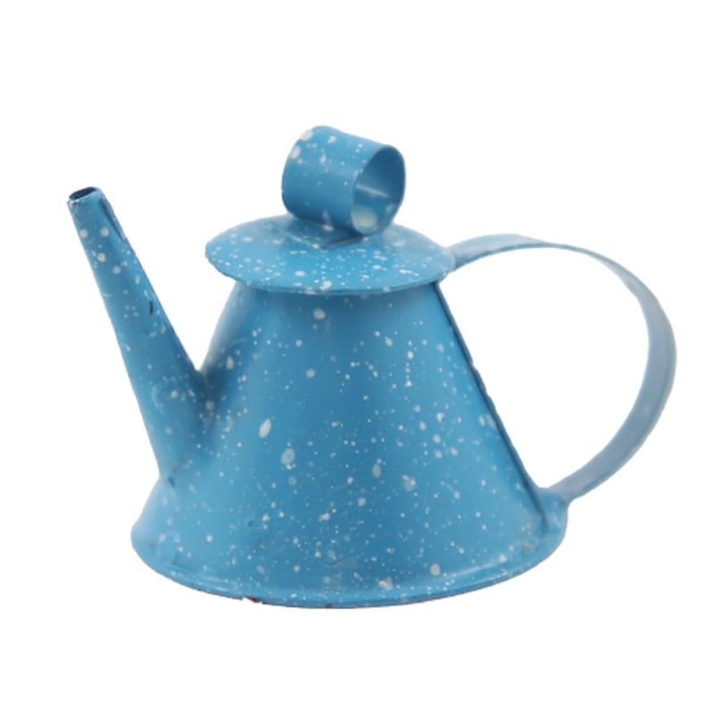 Dolls House Blue Enamel Spatterware Coffee Tea Pot Kettle Campsite Accessory