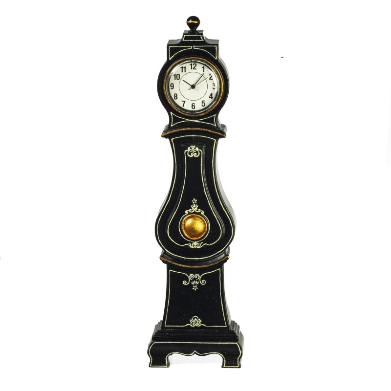 Dolls House Black Antique Mora Working Clock JBM Miniature Hall Furniture 1:12