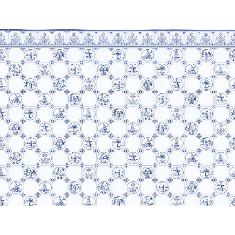 Dolls House Wallpaper Dutch Tile Blue Delft 1:24 1/2in Miniature Print x 3 Dolls House Wallpaper Dutch Tile Blue Delft 1:24 1/2in Miniature Print x 3