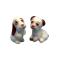 Dolls House Small Pair of Puppies Sitting Pet Dog Ornaments Miniature Accessory