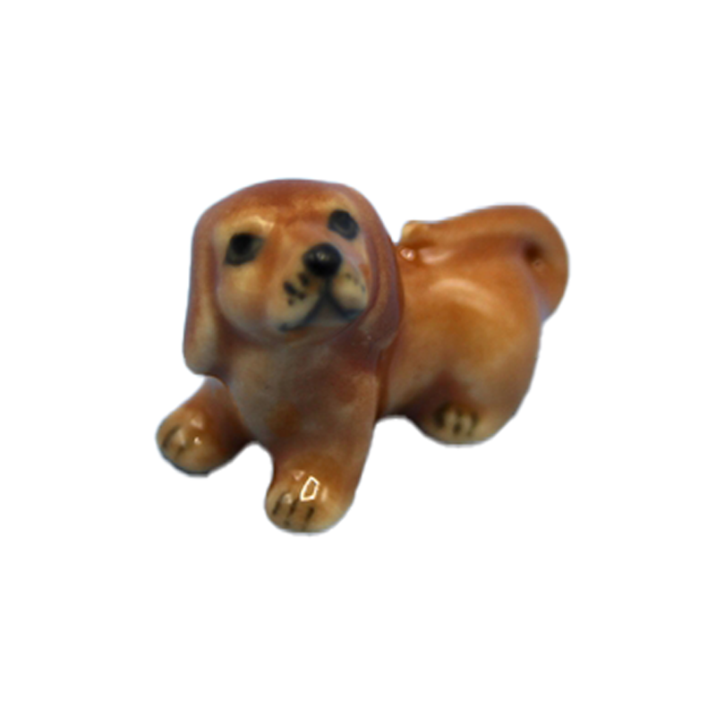 Dolls House Small Dachshund Sitting Pet Puppy Dog Miniature Accessory 1:12