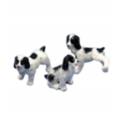 Dolls House Miniature Ceramic Black and White Boxer Dog 