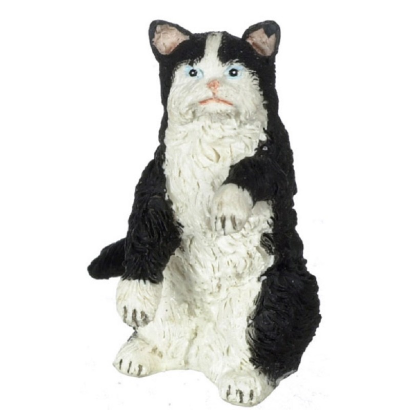 Dolls House Black & White Persian Cat Sitting Up on Hind Legs Miniature Pet Dolls House Black & White Persian Cat Sitting Up on Hind Legs Miniature Pet