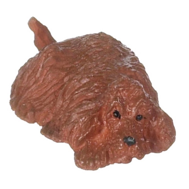 Dolls House Red Cocker Spaniel Lying Down 1:24 Scale Half Inch Pet Dog Animal