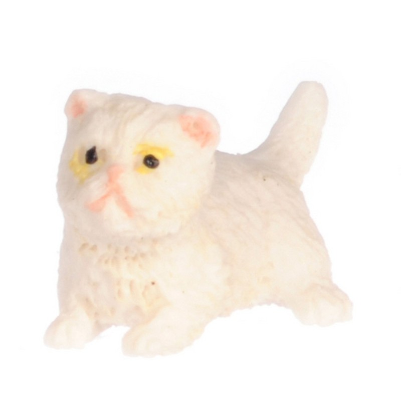 Dolls House White Persian Kitten Standing Miniature Pet Cat 1:12 Scale