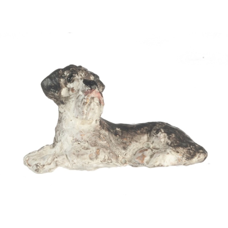 Dolls House Schnauzer Sitting Miniature Pet Dog 1:48 Quarter Inch Scale