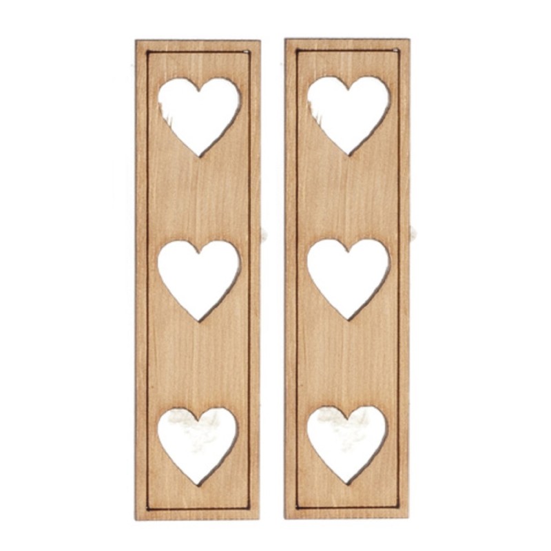 Dolls House Heart Cutout Shutters Wooden 1:12 Scale Laser Cut Window Accessory