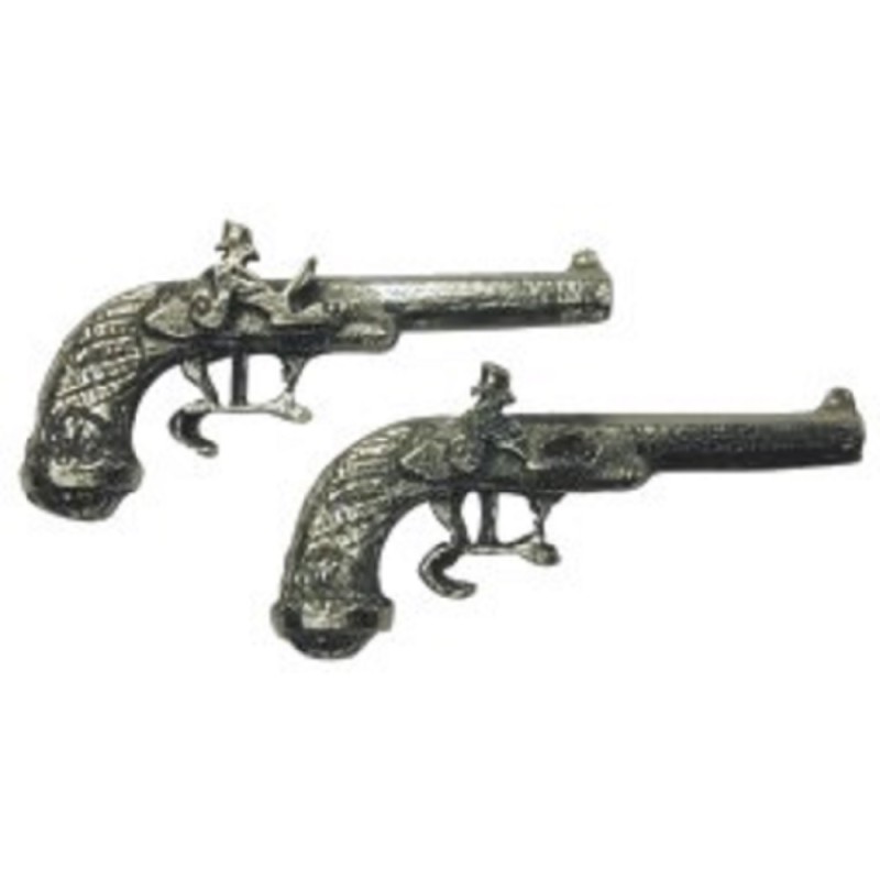 Dolls House 1:24 Scale Pair of Duelling Pistols Wartime Ornamental Accessory 