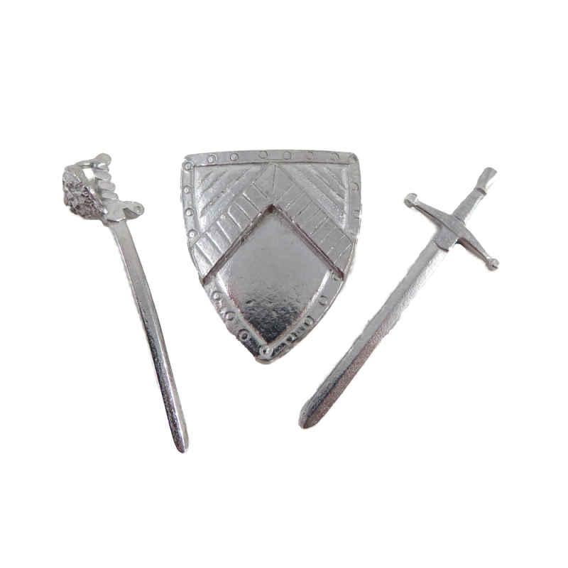 Dolls House Shield & 2 Swords Miniature 1:24 Scale Pewter Ornamental Accessory 