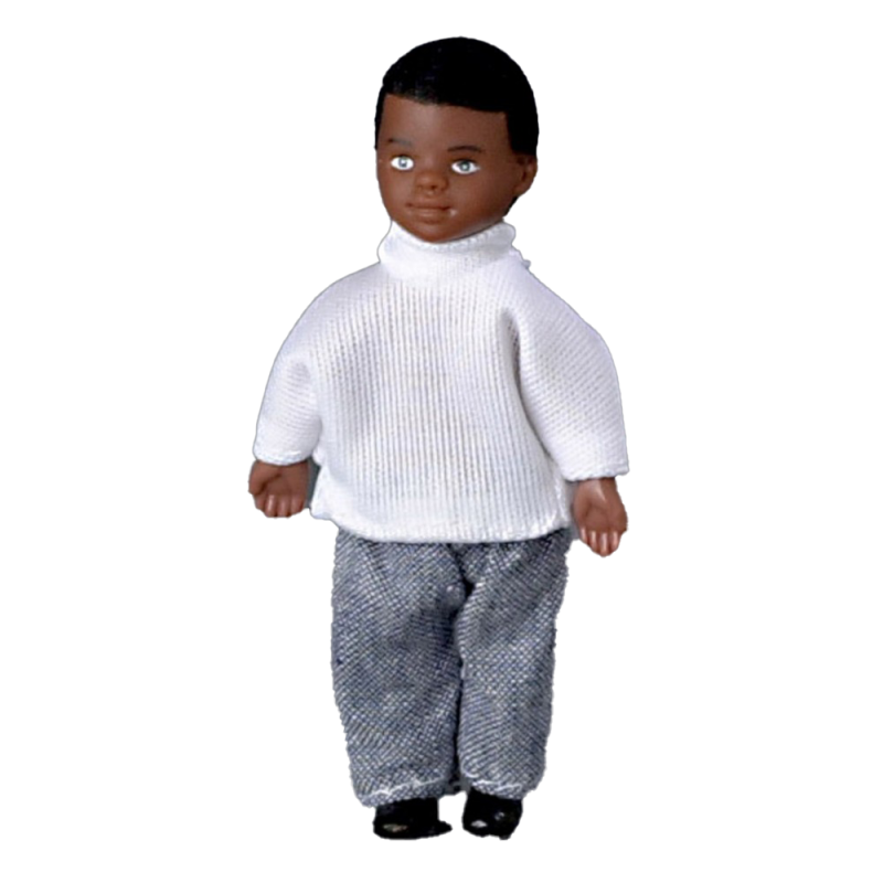 Dolls House Miniature 1:12 Scale People Black Little Brother Boy