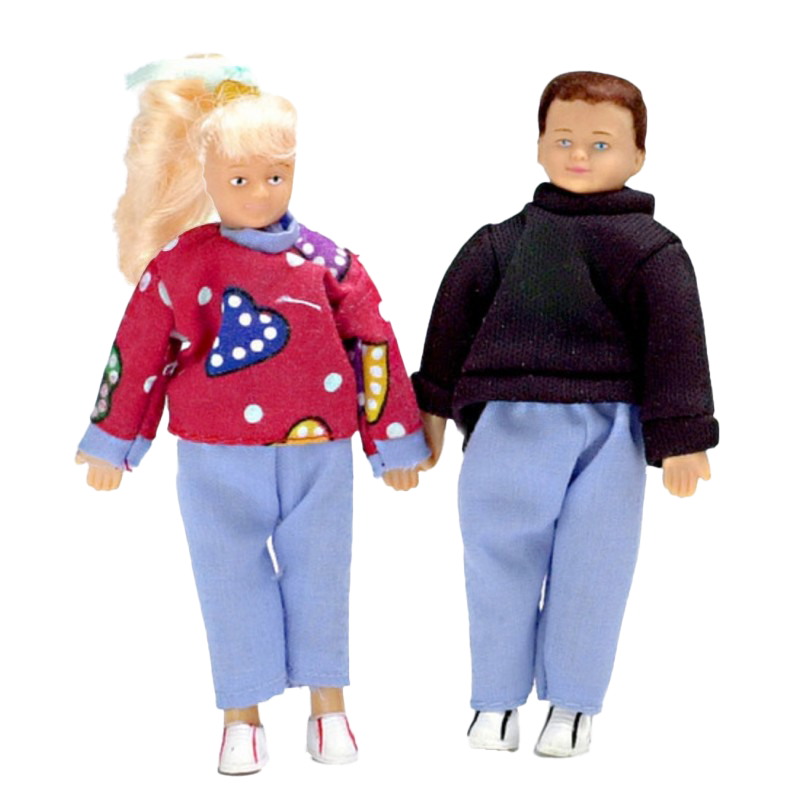 Dolls House Miniature Modern People Teenagers Boy & Girl Dolls 1:12 Scale