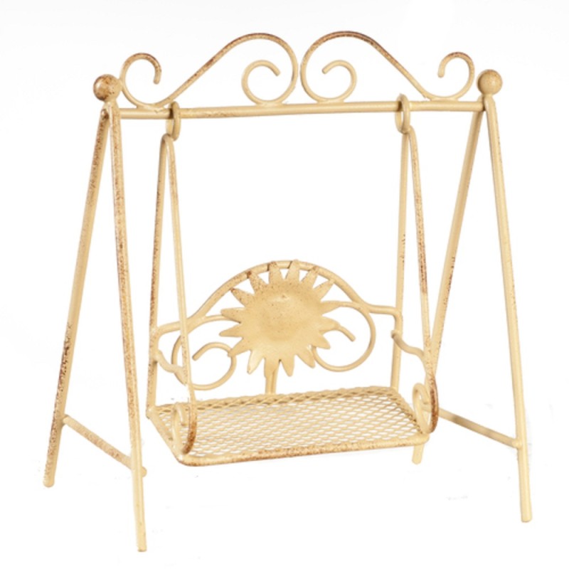 Dolls House Childs Swing Shabby Chic Garden Furniture Cream