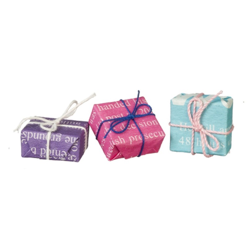 Dolls House Wrapped Gifts Christmas Birthday Present Boxes 1:12 Shop Accessory