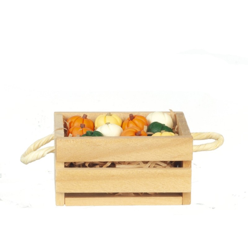 Dolls House Crate of Pumpkins Miniature Harvest Halloween Veg Shop Accessory
