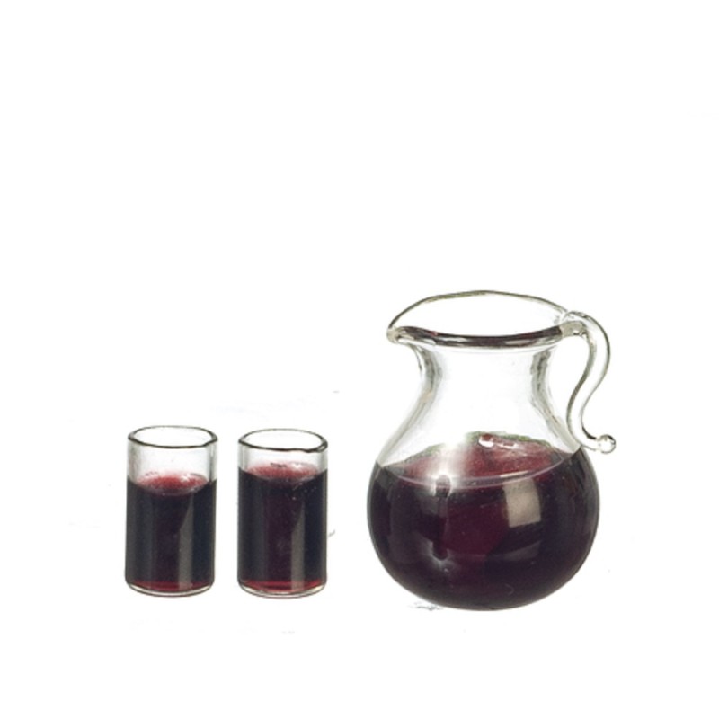 Dolls House Jug & 2 Glasses of Juice with Ice Miniature Kitchen Dining Accessory