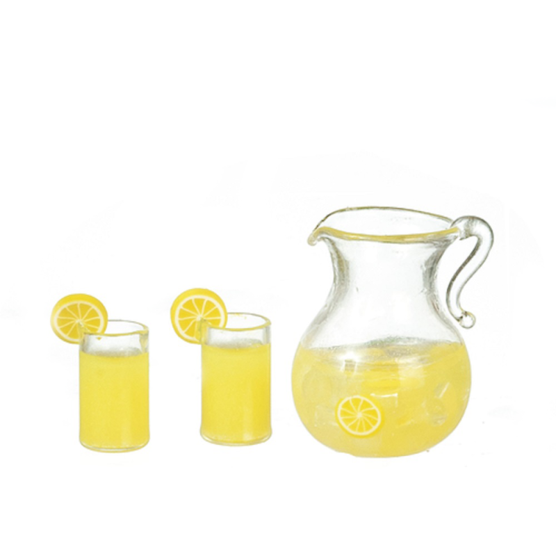 Dolls House Jug & 2 Glasses of Orange Juice Miniature Kitchen Dining Accessory