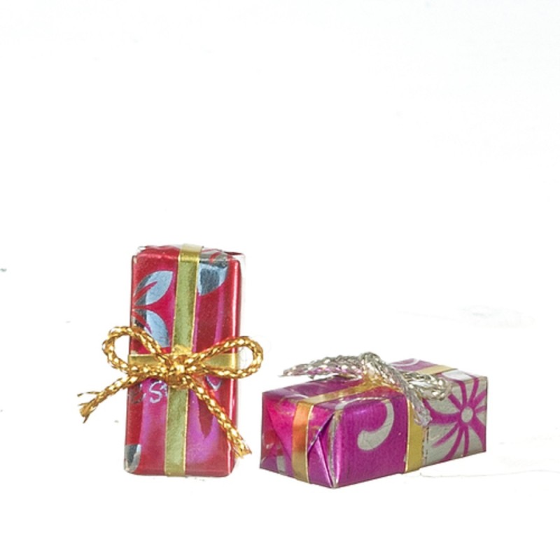 Dolls House Floral Wrapped Gifts Christmas Birthday Present Boxes Shop Accessory